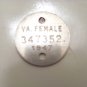 vintage Virginia VA aluminum female dog tag 1947 pet license