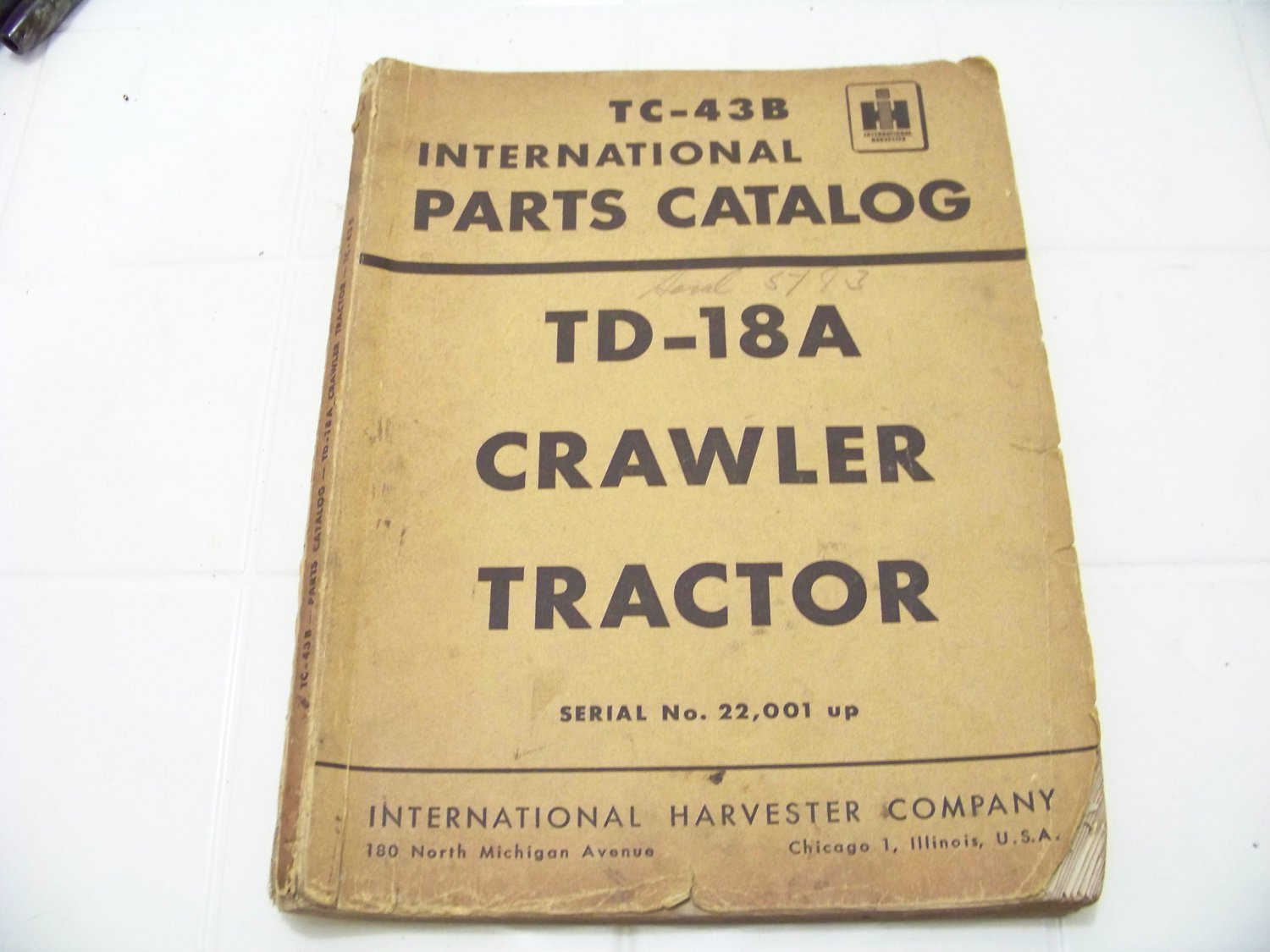 vintage international parts catalog TD18A crawler tractor International Harvester TC43B