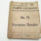 vintage McCormick international parts catalog 76 harvester thresher international Harvester