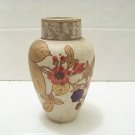 vase gold leafs and berries vintage pottery urn