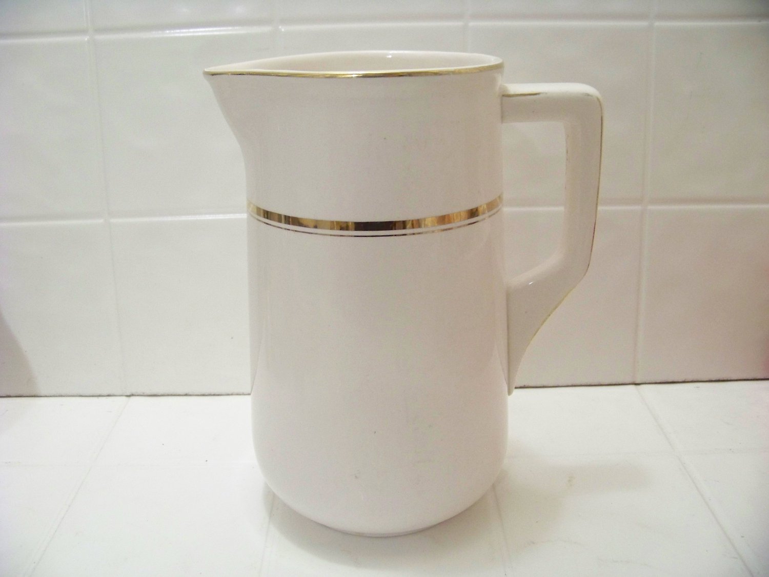 Vintage Villeroy Boch white and gold pitcher water milk juice