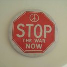Stop the war now peace button hippie protest pin pinback