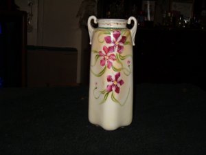 Beautiful Nippon Vase Hand Painted & Jeweled 8 1/2"