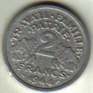 2 FRANCS 1944*World War II*  w/BATTLE AXE