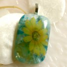 Yellow Daisy Fused Glass Pendant