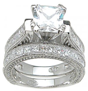 Princess Cut Engagement Set Ring
