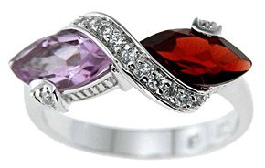 Genuine Amethyst And Garnet Ring