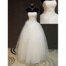 Ball Gown Strapless Floor-length Satin Tulle Ball Gown Wedding Dress