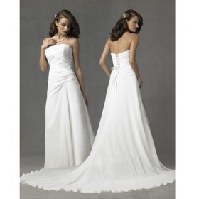 Strapless Chapel Train Satin Taffeta Wedding Dresses