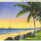 Bathing Beach and Pier, Palm Beach, FLA 1936 linen Nice
