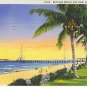 Bathing Beach and Pier, Palm Beach, FLA 1936 linen Nice