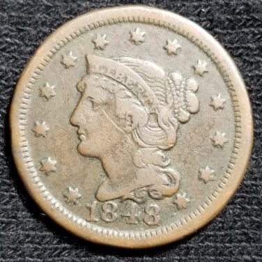 1848 Braided Hair Large Cent - F12 #82