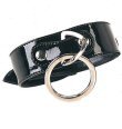 Black Buckled Ankle Cuff with Side Rings