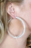 Rhinestone Hoop Earrings - 2 Outside Rows Large - Each Pair