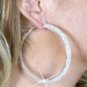 Rhinestone Hoop Earrings - 2 Outside Rows Large - Each Pair