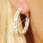 Double Hoop Earrings Studded Rhinestones
