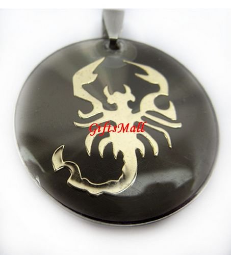Horoscope Zodiac Constellation Sandy Beige Round Necklace Pendant Scorpio