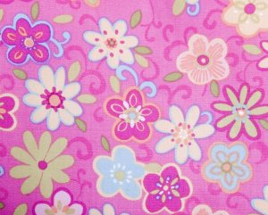 Flowers in pink//cotton//twill//