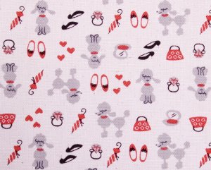 Kawaii poodle//red//cotton//oxford