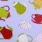 pot and tea cup// blue//1 yard