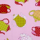 pot and tea cup// pink//1 yard