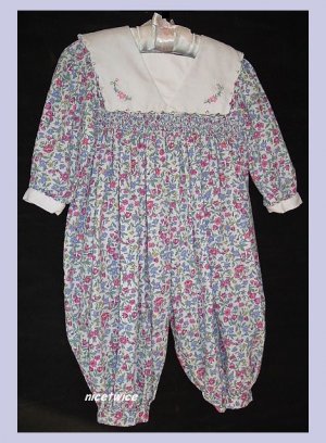 Petit Ami Girl Long LS Romper Flowers 18 M