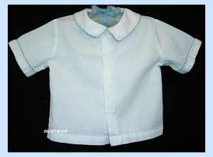 Sophie Dess Boutique Boy White SS Shirt Blue Trim 24 M