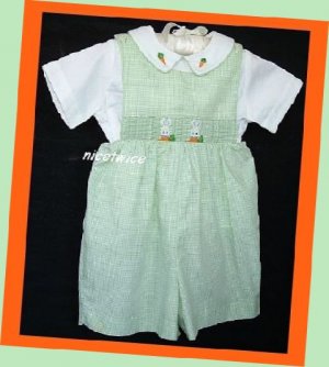 Vive La Fete Boy Green Gingham Easter Jon Set 18 M