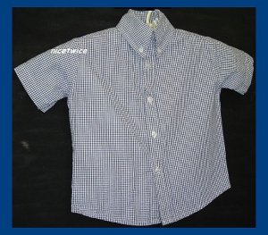 Glorimont Boy SS Blue Gingham Seersucker Shirt 2T