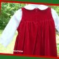 Christmas Greetings Girl Red Shirred Dress White Blouse Set 2T