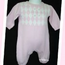 Friedknit Creations Pink Sweater Knit Romper Argyle 3M