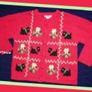 Airport Girl Red Christmas Wreath Cardigan Sweater S