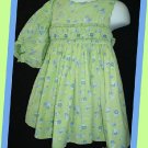 All Mine Girl Green Floral Smocked Dress Bloomer Set 18M