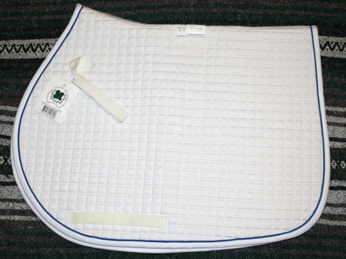 dressage saddle pad, white w/ trim
