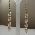 Jasmine BLUSH Pearl & Gold Earrings NEW! Genuine Gem Jewelry