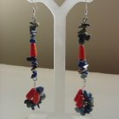 Leslie CORAL & LAPIS CANDY Earrings NEW! Genuine GEMSTONE Jewelry