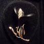 Vintage BLACK GOLD CALLA LILY BROACH PIN Womens 3 Inches In Length Medium