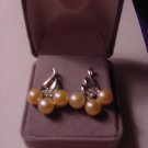New Genuine IVORY CREAM PEARLS WHITE TOPAZ EARRINGS Velvet Box Womens Silver Gemstones Jewels UPC