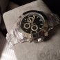 New EVA CLEAR Band WATCH Japan Movement Stainless Steel Silver Mens Women UPC