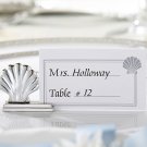Scallop Shell Silver Placecard Holders with Matching Place Cards (Set of 4)