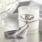 “Silver Memories” 25th Anniversary Frosted-Glass Votive with Silver-Plate & Tassel (Set of 4)