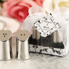"Seasoned with Love" Heart-shaped Salt and Pepper Shakers in Elegant Gift Box