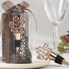 “Lustrous Leaf” Copper-Finish Bottle Stopper in Laser-Cut Leaf Gift Box