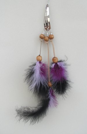 K- Colored feathered barrett, large