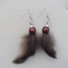 28- Pheasant feather w/ dark  bead mix