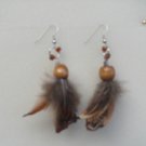 29- Pheasant feather w/ brown bead mix