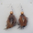 30- Pheasant feather w/ brown bead mix