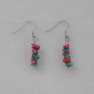 Coral/Amazonite, silver hoop