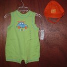 *NWT* Boys CHILDRENS PLACE Shorts Romper & Hat 3-6 Mo