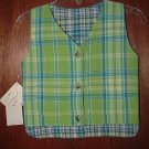 NWT Boy MAK THE YAK Boutique Plaid Reversible Vest 6 Mo